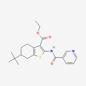 molecular formula C21H26N2O3S B3936941 Ethyl 6-tert-butyl-2-(pyridine-3-carbonylamino)-4,5,6,7-tetrahydro-1-benzothiophene-3-carboxylate 