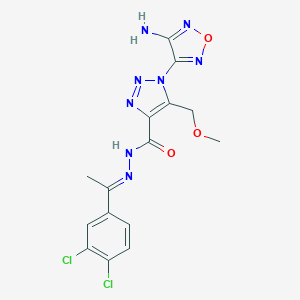 molecular formula C15H14Cl2N8O3 B393695 1-(4-amino-1,2,5-oxadiazol-3-yl)-N'-[1-(3,4-dichlorophenyl)ethylidene]-5-(methoxymethyl)-1H-1,2,3-triazole-4-carbohydrazide 