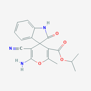 molecular formula C18H17N3O4 B393699 propan-2-yl 6'-amino-5'-cyano-2'-methyl-2-oxospiro[1H-indole-3,4'-pyran]-3'-carboxylate CAS No. 300731-21-9