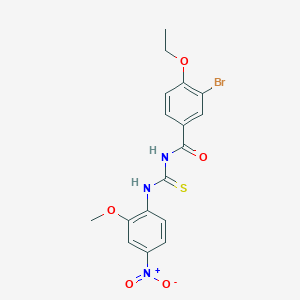 molecular formula C17H16BrN3O5S B3937022 3-bromo-4-ethoxy-N-[(2-methoxy-4-nitrophenyl)carbamothioyl]benzamide 