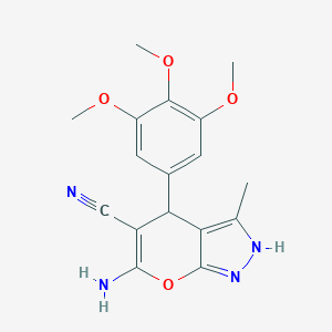 molecular formula C17H18N4O4 B393704 6-Amino-3-methyl-4-(3,4,5-trimethoxyphenyl)-1,4-dihydropyrano[2,3-c]pyrazole-5-carbonitrile CAS No. 314767-59-4