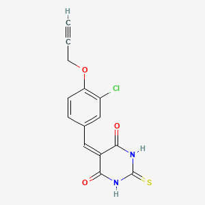 molecular formula C14H9ClN2O3S B3937040 5-[(3-Chloro-4-prop-2-ynoxyphenyl)methylidene]-2-sulfanylidene-1,3-diazinane-4,6-dione 