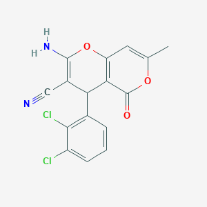 molecular formula C16H10Cl2N2O3 B393708 2-amino-4-(2,3-dichlorophenyl)-7-methyl-5-oxo-4H,5H-pyrano[4,3-b]pyran-3-carbonitrile CAS No. 329716-18-9