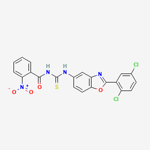 molecular formula C21H12Cl2N4O4S B3937080 N-{[2-(2,5-dichlorophenyl)-1,3-benzoxazol-5-yl]carbamothioyl}-2-nitrobenzamide 