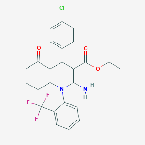Ethyl 2-amino-4-(4-chlorophenyl)-5-oxo-1-[2-(trifluoromethyl)phenyl]-1,4,5,6,7,8-hexahydro-3-quinolinecarboxylate