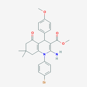 molecular formula C26H27BrN2O4 B393714 Methyl 2-amino-1-(4-bromophenyl)-4-(4-methoxyphenyl)-7,7-dimethyl-5-oxo-1,4,5,6,7,8-hexahydro-3-quinolinecarboxylate 