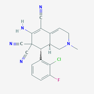 molecular formula C19H15ClFN5 B393716 6-amino-8-(2-chloro-3-fluorophenyl)-2-methyl-2,3,8,8a-tetrahydro-5,7,7(1H)-isoquinolinetricarbonitrile 