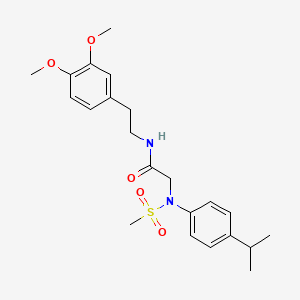 molecular formula C22H30N2O5S B3937171 N-[2-(3,4-dimethoxyphenyl)ethyl]-N~2~-(methylsulfonyl)-N~2~-[4-(propan-2-yl)phenyl]glycinamide 