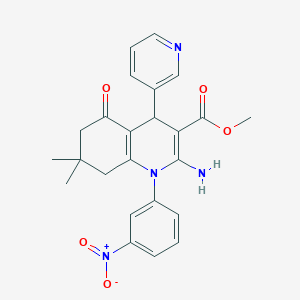 Methyl 2-amino-1-{3-nitrophenyl}-7,7-dimethyl-5-oxo-4-(3-pyridinyl)-1,4,5,6,7,8-hexahydro-3-quinolinecarboxylate