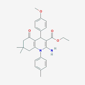 molecular formula C28H32N2O4 B393720 Ethyl 2-amino-4-(4-methoxyphenyl)-7,7-dimethyl-1-(4-methylphenyl)-5-oxo-1,4,5,6,7,8-hexahydro-3-quinolinecarboxylate 