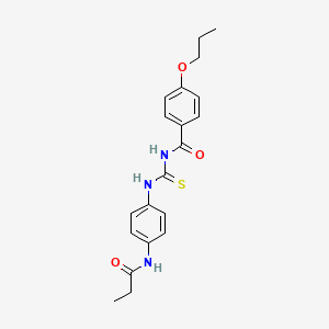 molecular formula C20H23N3O3S B3937218 N-{[4-(propanoylamino)phenyl]carbamothioyl}-4-propoxybenzamide 