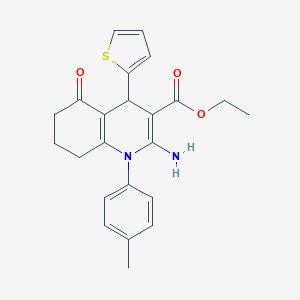 molecular formula C23H24N2O3S B393722 Ethyl 2-amino-1-(4-methylphenyl)-5-oxo-4-(2-thienyl)-1,4,5,6,7,8-hexahydro-3-quinolinecarboxylate 