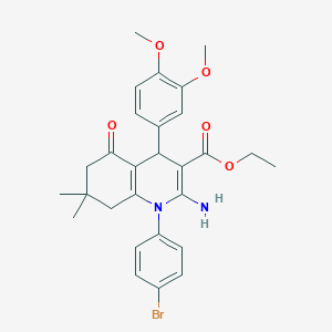 Ethyl 2-amino-1-(4-bromophenyl)-4-(3,4-dimethoxyphenyl)-7,7-dimethyl-5-oxo-1,4,5,6,7,8-hexahydro-3-quinolinecarboxylate