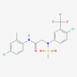 molecular formula C17H15Cl2F3N2O3S B3937272 N-(4-chloro-2-methylphenyl)-2-[4-chloro-N-methylsulfonyl-3-(trifluoromethyl)anilino]acetamide 