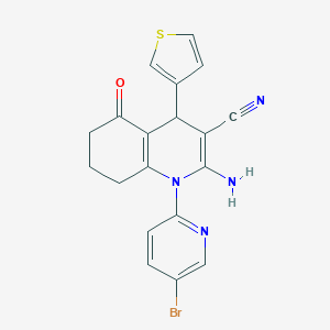 molecular formula C19H15BrN4OS B393730 2-Amino-1-(5-bromo-2-pyridinyl)-5-oxo-4-(3-thienyl)-1,4,5,6,7,8-hexahydro-3-quinolinecarbonitrile 