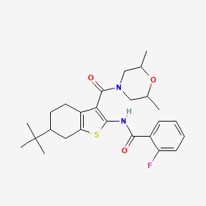 molecular formula C26H33FN2O3S B3937388 N-[6-tert-butyl-3-(2,6-dimethylmorpholine-4-carbonyl)-4,5,6,7-tetrahydro-1-benzothiophen-2-yl]-2-fluorobenzamide 