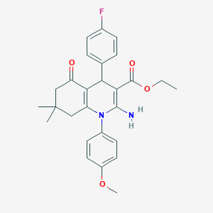 molecular formula C27H29FN2O4 B393741 ethyl 2-amino-4-(4-fluorophenyl)-1-(4-methoxyphenyl)-7,7-dimethyl-5-oxo-1,4,5,6,7,8-hexahydroquinoline-3-carboxylate 