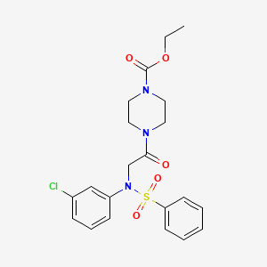 molecular formula C21H24ClN3O5S B3937433 Ethyl 4-{2-[N-(3-chlorophenyl)benzenesulfonamido]acetyl}piperazine-1-carboxylate 