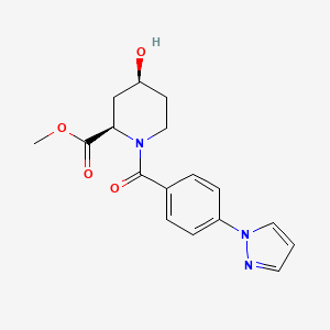 molecular formula C17H19N3O4 B3937513 methyl (2R,4S)-4-hydroxy-1-(4-pyrazol-1-ylbenzoyl)piperidine-2-carboxylate 