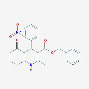 molecular formula C24H22N2O5 B393753 Benzyl 2-methyl-4-(2-nitrophenyl)-5-oxo-1,4,5,6,7,8-hexahydroquinoline-3-carboxylate 