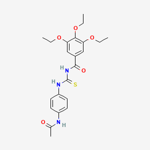 molecular formula C22H27N3O5S B3937568 N-{[4-(acetylamino)phenyl]carbamothioyl}-3,4,5-triethoxybenzamide 