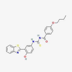 molecular formula C25H23N3O3S2 B3937594 N-{[3-(1,3-benzothiazol-2-yl)-4-hydroxyphenyl]carbamothioyl}-4-butoxybenzamide 