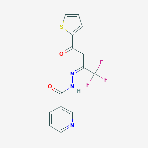 molecular formula C14H10F3N3O2S B393762 N'-[3-oxo-3-(2-thienyl)-1-(trifluoromethyl)propylidene]nicotinohydrazide 
