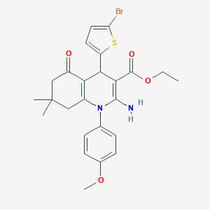 molecular formula C25H27BrN2O4S B393764 Ethyl 2-amino-4-(5-bromo-2-thienyl)-1-(4-methoxyphenyl)-7,7-dimethyl-5-oxo-1,4,5,6,7,8-hexahydro-3-quinolinecarboxylate 