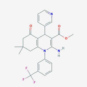 molecular formula C25H24F3N3O3 B393768 methyl 2-amino-7,7-dimethyl-5-oxo-4-(pyridin-3-yl)-1-[3-(trifluoromethyl)phenyl]-1,4,5,6,7,8-hexahydroquinoline-3-carboxylate 