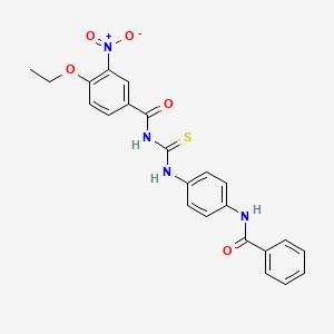 molecular formula C23H20N4O5S B3937707 N-[(4-benzamidophenyl)carbamothioyl]-4-ethoxy-3-nitrobenzamide 