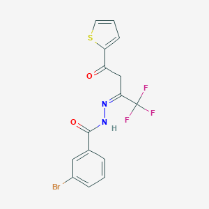 molecular formula C15H10BrF3N2O2S B393774 3-bromo-N'-[3-oxo-3-(2-thienyl)-1-(trifluoromethyl)propylidene]benzohydrazide CAS No. 5649-21-8