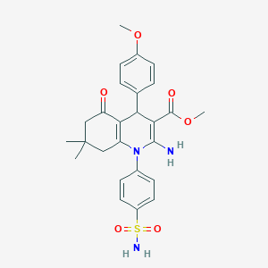 molecular formula C26H29N3O6S B393778 Methyl 2-amino-1-[4-(aminosulfonyl)phenyl]-4-(4-methoxyphenyl)-7,7-dimethyl-5-oxo-1,4,5,6,7,8-hexahydro-3-quinolinecarboxylate 