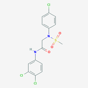 molecular formula C15H13Cl3N2O3S B393781 2-[4-chloro(methylsulfonyl)anilino]-N-(3,4-dichlorophenyl)acetamide CAS No. 6079-40-9