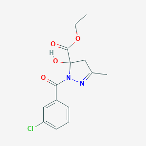 molecular formula C14H15ClN2O4 B393783 ethyl 1-(3-chlorobenzoyl)-5-hydroxy-3-methyl-4,5-dihydro-1H-pyrazole-5-carboxylate 