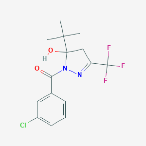 molecular formula C15H16ClF3N2O2 B393785 2-Pyrazolin-5-ol, 5-tert-butyl-1-(3-chlorobenzoyl)-3-trifluoromethyl- 