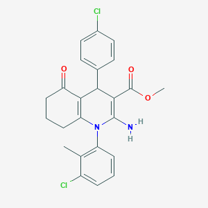 molecular formula C24H22Cl2N2O3 B393786 Methyl 2-amino-1-(3-chloro-2-methylphenyl)-4-(4-chlorophenyl)-5-oxo-1,4,5,6,7,8-hexahydro-3-quinolinecarboxylate 