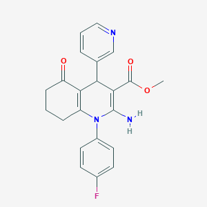 molecular formula C22H20FN3O3 B393787 Methyl 2-amino-1-(4-fluorophenyl)-5-oxo-4-(3-pyridinyl)-1,4,5,6,7,8-hexahydro-3-quinolinecarboxylate 