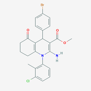 molecular formula C24H22BrClN2O3 B393790 Methyl 2-amino-4-(4-bromophenyl)-1-(3-chloro-2-methylphenyl)-5-oxo-1,4,5,6,7,8-hexahydro-3-quinolinecarboxylate 