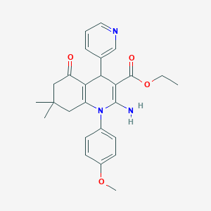 molecular formula C26H29N3O4 B393792 ETHYL 2-AMINO-1-(4-METHOXYPHENYL)-7,7-DIMETHYL-5-OXO-4-(3-PYRIDYL)-1,4,5,6,7,8-HEXAHYDRO-3-QUINOLINECARBOXYLATE 