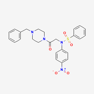 molecular formula C25H26N4O5S B3937955 N-[2-(4-benzylpiperazin-1-yl)-2-oxoethyl]-N-(4-nitrophenyl)benzenesulfonamide 
