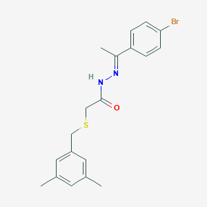 molecular formula C19H21BrN2OS B393800 N'-[1-(4-bromophenyl)ethylidene]-2-[(3,5-dimethylbenzyl)sulfanyl]acetohydrazide 
