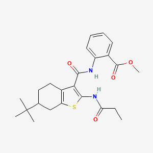 molecular formula C24H30N2O4S B3938053 Methyl 2-(6-tert-butyl-2-propanamido-4,5,6,7-tetrahydro-1-benzothiophene-3-amido)benzoate 
