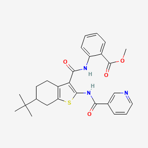 molecular formula C27H29N3O4S B3938056 Methyl 2-[[6-tert-butyl-2-(pyridine-3-carbonylamino)-4,5,6,7-tetrahydro-1-benzothiophene-3-carbonyl]amino]benzoate 