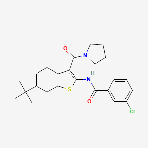 molecular formula C24H29ClN2O2S B3938068 N-[6-tert-butyl-3-(pyrrolidine-1-carbonyl)-4,5,6,7-tetrahydro-1-benzothiophen-2-yl]-3-chlorobenzamide 