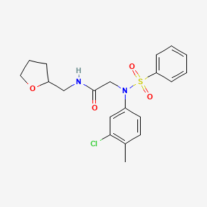 molecular formula C20H23ClN2O4S B3938098 N~2~-(3-chloro-4-methylphenyl)-N~2~-(phenylsulfonyl)-N-(tetrahydrofuran-2-ylmethyl)glycinamide 