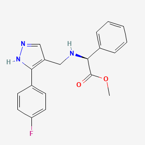 molecular formula C19H18FN3O2 B3938116 methyl (2S)-2-[[5-(4-fluorophenyl)-1H-pyrazol-4-yl]methylamino]-2-phenylacetate 