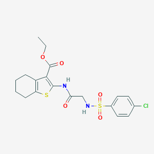 molecular formula C19H21ClN2O5S2 B393813 Ethyl 2-[({[(4-chlorophenyl)sulfonyl]amino}acetyl)amino]-4,5,6,7-tetrahydro-1-benzothiophene-3-carboxylate 