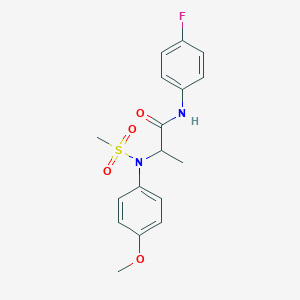 molecular formula C17H19FN2O4S B3938153 N-(4-fluorophenyl)-N~2~-(4-methoxyphenyl)-N~2~-(methylsulfonyl)alaninamide 