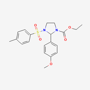 molecular formula C20H24N2O5S B3938326 Ethyl 2-(4-methoxyphenyl)-3-(4-methylphenyl)sulfonylimidazolidine-1-carboxylate 