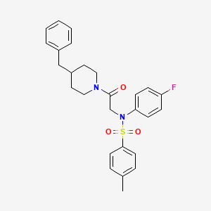 molecular formula C27H29FN2O3S B3938390 N-[2-(4-benzylpiperidin-1-yl)-2-oxoethyl]-N-(4-fluorophenyl)-4-methylbenzenesulfonamide 